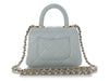 Chanel Nano Light Blue Quilted Caviar Coco Handle Clutch with Chain