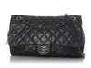 Chanel Jumbo Metallic Gray Quilted Caviar Easy Flow Flap