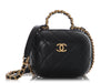 Chanel Small Black Quilted Lambskin CC Bubble Vanity Case with Chain
