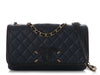 Chanel Medium Navy and Black Quilted Caviar CC Filigree Flap