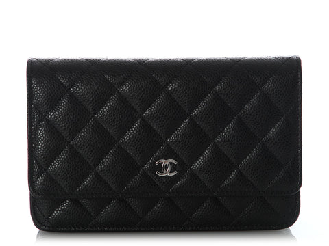 Chanel Black Quilted Caviar Wallet on Chain WOC