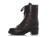 Chanel Dark Gray Diamond Quilted Chain Combat Boots