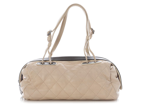 Chanel Beige Quilted Lambskin Country Club Bowler