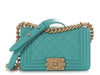 Chanel Small Turquoise Quilted Lambskin Boy Bag