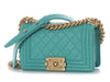 Chanel Small Turquoise Quilted Lambskin Boy Bag