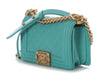 Chanel Small Turquoise Quilted Lambskin Boy Bag