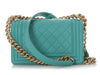 Chanel Small Turquoise Quilted Lambskin Boy Bag
