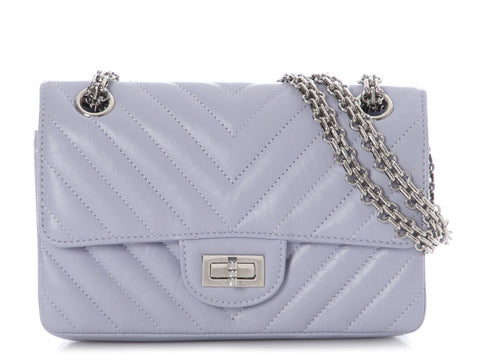Chanel Mini Lilac Chevron-Quilted Aged Calfskin Reissue
