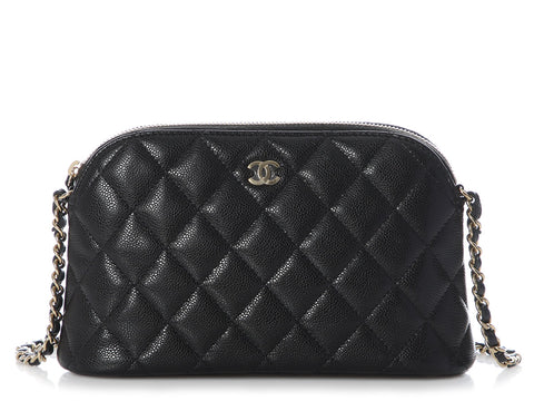 Chanel Black Quilted Caviar 24A Clutch with Chain