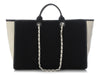 Chanel Black and White Wool Deauville Tote GM