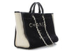 Chanel Black and White Wool Deauville Tote GM