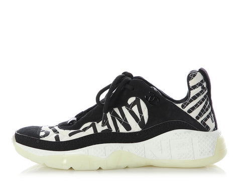 Chanel Black and White Graphic Logo Sneakers