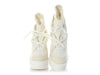 Chanel Off-White Tweed, Nylon, and Leather Runway Wedge Platform Boots