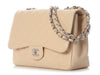 Chanel Jumbo Beige Quilted Caviar Classic Single Flap
