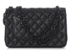 Chanel Jumbo So Black Quilted Crumpled Lambskin Classic Double Flap