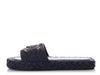 Chanel Navy Crochet Leather Slide Sandals