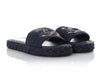 Chanel Navy Crochet Leather Slide Sandals