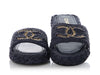 Chanel Navy Crochet Leather Slide Sandals