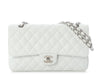 Chanel Medium/Large White Quilted Caviar Classic Double Flap