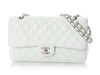 Chanel Medium/Large White Quilted Caviar Classic Double Flap