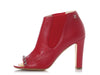 Chanel Red Leather Open-Toe Chain Ankle Boots