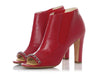Chanel Red Leather Open-Toe Chain Ankle Boots