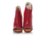 Chanel Red Leather Open-Toe Chain Ankle Boots