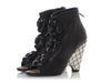 Chanel Black Lambskin Camellia Wedge Booties
