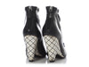 Chanel Black Lambskin Camellia Wedge Booties