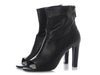 Chanel Black Pearl Heel Open-Toe Booties