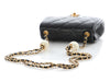 Chanel Mini Black Quilted Aged Calfskin Double Pearl Flap