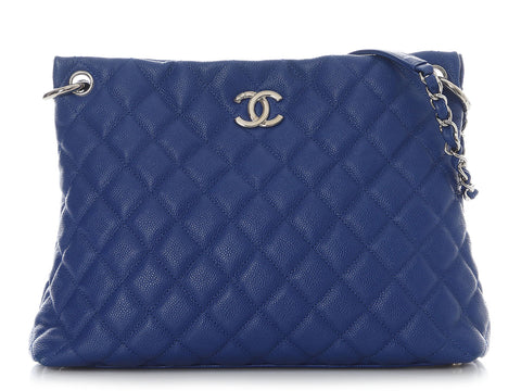 Chanel Cobalt Quilted Caviar Easy Tote