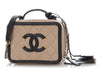 Chanel Small Beige and Black Quilted Caviar Filigree Bag
