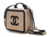 Chanel Small Beige and Black Quilted Caviar Filigree Bag