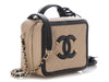 Chanel Small Beige and Black Quilted Caviar Filigree Bag