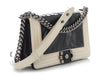 Chanel Black and Cream Glazed Calfskin Boy Bag