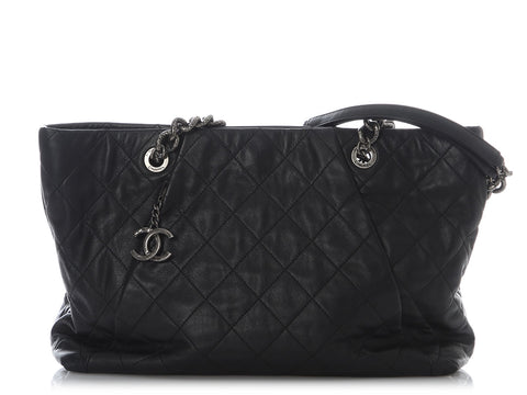 Chanel Black Quilted Calfskin Coco Pleats Tote