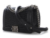 Chanel Old Medium Black Braided Calfskin Boy Bag