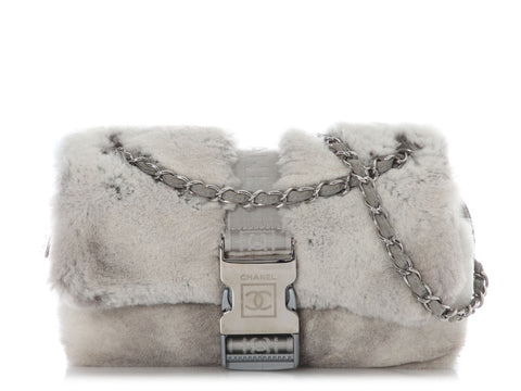 Chanel Gray Lapin Fur Flap