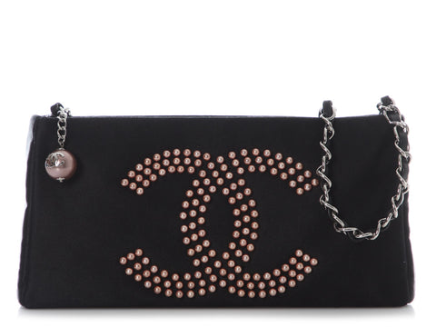 Chanel Black Satin Evening Bag