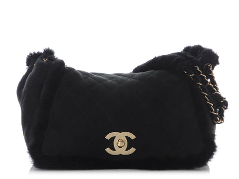 Chanel Black Shearling Flap