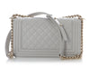 Chanel Old Medium Quilted Gray Caviar Boy Bag