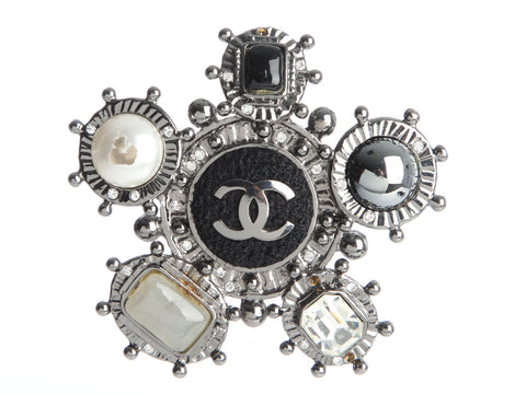 Chanel Large Tweed Logo Pin