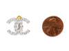 Chanel Medium Crystal Logo Clip Earrings