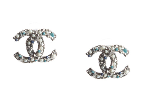 Chanel Medium Pearl Logo Earrings