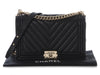 Chanel New Medium Black Chevron-Quilted Caviar Boy Bag