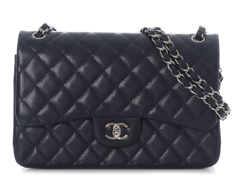 Chanel Jumbo Navy Quilted Caviar Classic Double Flap