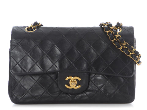 Chanel Vintage Small Black Quilted Lambskin Classic Double Flap