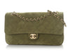 Chanel Maxi Green Quilted Suede Souplissimo Flap