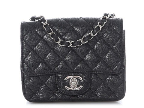 Chanel Mini Black Quilted Caviar Square Classic